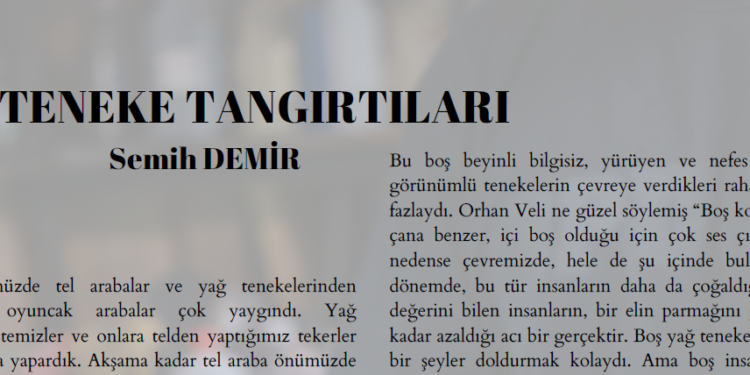 BOŞ TENEKE TANGIRTILARI