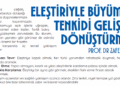 ELEŞTİRİYLE BÜYÜMEK: TENKİDİ GELİŞİME DÖNÜŞTÜRMEK-Prof. Dr. Zafer Ayvaz